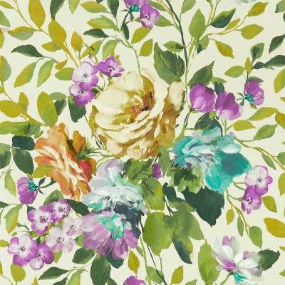 The Rug Seller Bloom Wallpaper W0139 01 by Clarke and Clarke in Amethyst Purple&nbsp;Roll
