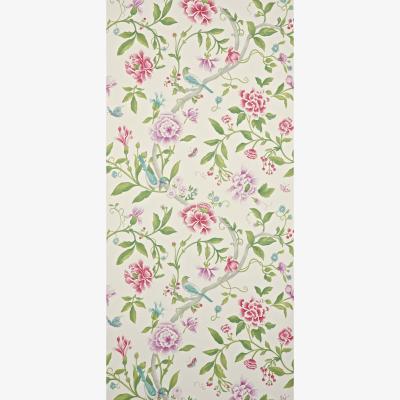 The Rug Seller Porcelain Floral Wallpaper 106 by Sanderson in Magenta Leaf Green&nbsp;Roll