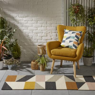 The Rug Seller Scion Nuevo Geometric Indoor  Outdoor Runner Rugs 426102 Blush Pink&nbsp;60x200cm