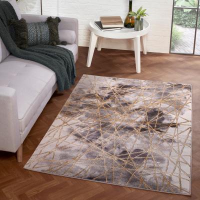 The Rug Seller Bianco 0185TA Abstract Geometric Rug in Grey Gold