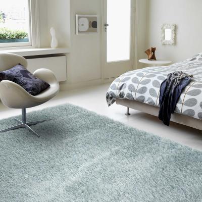 The Rug Seller Payton Shaggy Soft Shimmer Rugs in Duck Egg Blue