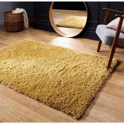 The Rug Seller Serene Shaggy Soft Plain Rugs in Gold