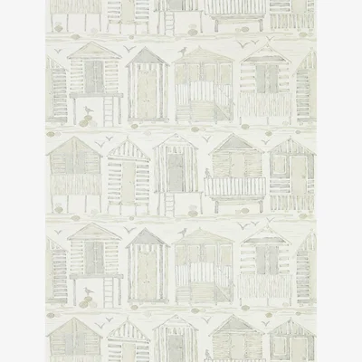 The Rug Seller Beach Huts Wallpaper 216561 by Sanderson in Driftwood BrownRoll