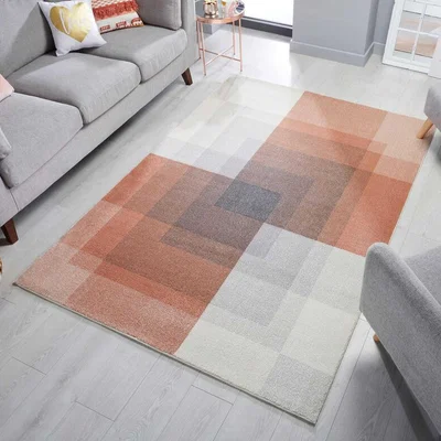 The Rug Seller Cadiz Plaza Abstract Geometric Rugs in Grey Pink