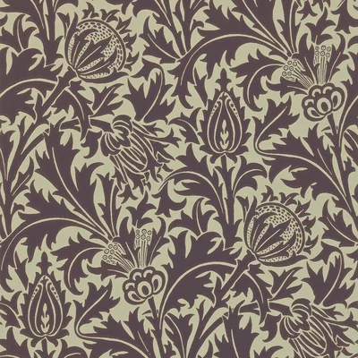 The Rug Seller Thistle Wallpaper 210482 by Morris & Co in Mulberry Linen Beige&nbsp;Roll