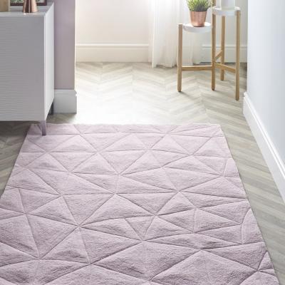 The Rug Seller Modern 3D Wool Rugs with Handcarved Geometric Triangles in Pink&nbsp;120x170cm
