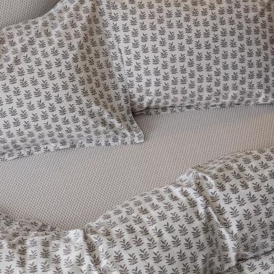 The Rug Seller Rae Leaf Fitted Sheet By Murmur in Heather Grey&nbsp;140x200cm