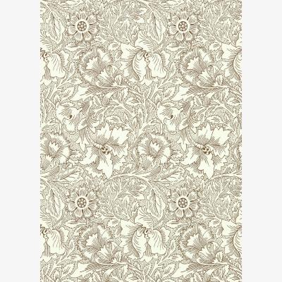 The Rug Seller Poppy Wallpaper 216957 by Morris & Co in Cream Chocolate Brown&nbsp;Roll