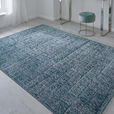 The Rug Seller Manhattan 709 B in Distressed Modern Teal Blue&nbsp;80x150cm