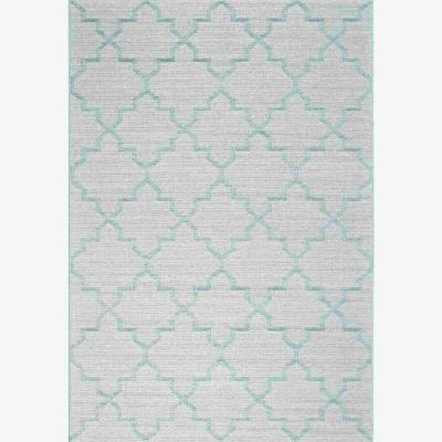 The Rug Seller Newquay Geometric Trellis Flatweave Outdoor Rugs 96003 5001 Blue
