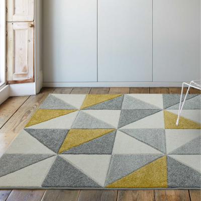 The Rug Seller Sketch Cubic Geometric Rugs in SK06 Ochre Yellow