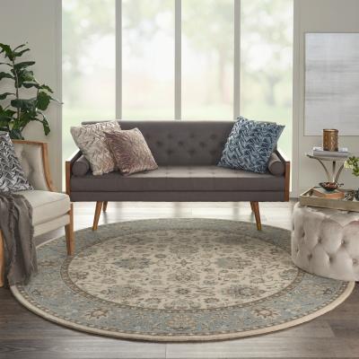 The Rug Seller Living Treasure Circular Rugs by Nourison LI16 in Ivory Aqua