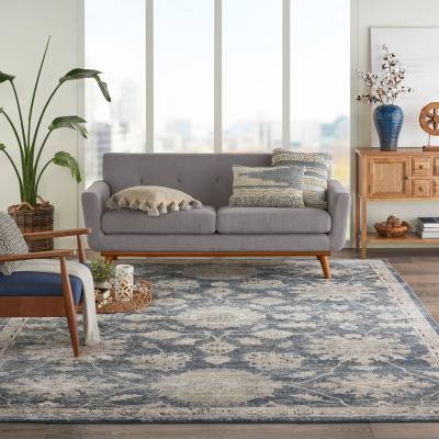 The Rug Seller Quarry Modern Print Rugs QUA06 in Blue Beige by Nourison&nbsp;201x290cm