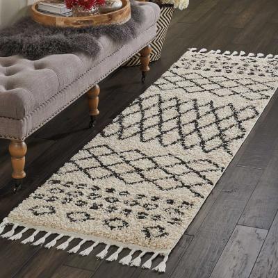 The Rug Seller Moroccan Shaggy Hallway Runners by Nourison MRS02 in Cream&nbsp;66x246cm