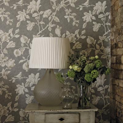 The Rug Seller Magnolia and Pomegranate Wallpaper 215722 by Sanderson in Silver Linen Beige&nbsp;Roll