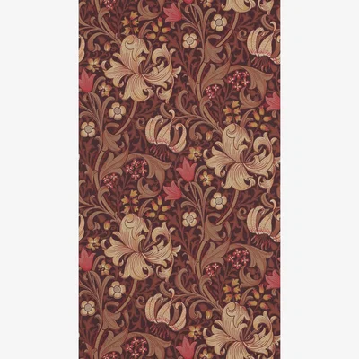 The Rug Seller Golden Lily Wallpaper 210402 by Morris & Co in Fig Burnt Orange&nbsp;Roll