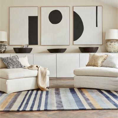 The Rug Seller Rosita Stripe Wool Rugs 140404 Putty by Harlequin