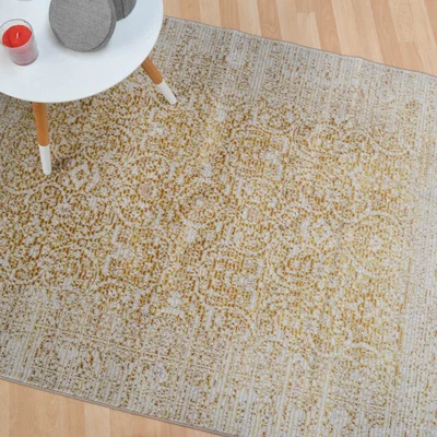 The Rug Seller Grandeur Traditional Damask Rugs in Gold&nbsp;160x230cm