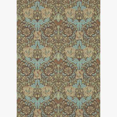 The Rug Seller Honeysuckle and Tulip 214702 Wallpaper by Morris & Co in Taupe Aqua&nbsp;Roll