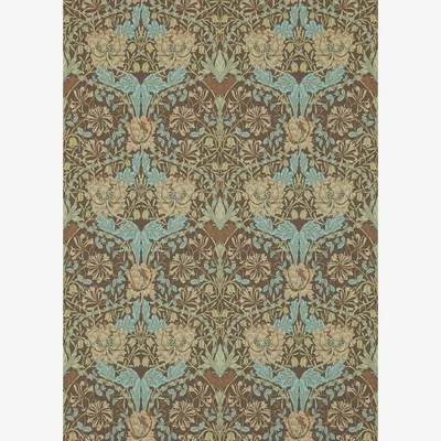 The Rug Seller Honeysuckle and Tulip 214702 Wallpaper by Morris & Co in Taupe Aqua&nbsp;Roll