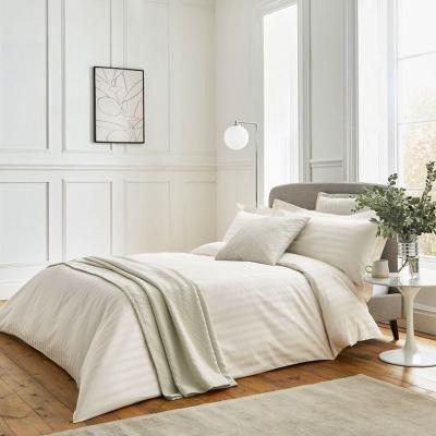 The Rug Seller Adan Fine Linens Striped Cotton Bedding in Chalk&nbsp;90x50cm