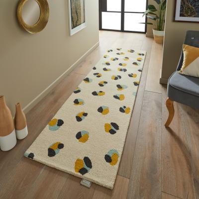 The Rug Seller Leopard Dots Runner Rugs in 125206 pebble Sage green by Scion67x230cm