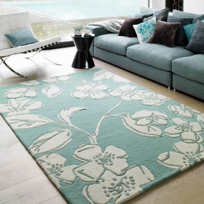 The Rug Seller Matrix Devore Floral Wool Rugs MAX12 Blue&nbsp;80x150cm