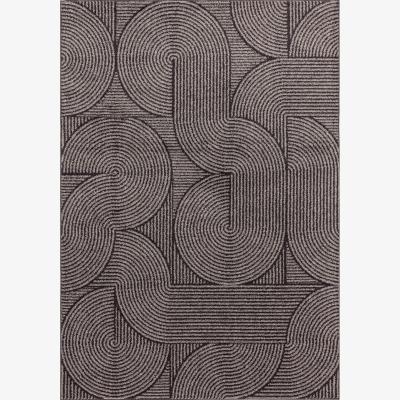 The Rug Seller Muse MU01 Geometric Stripe Woven Rugs in Charcoal Grey