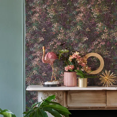 The Rug Seller Congo Wallpaper W0140 01 by Clarke and Clarke in Amethyst Emerald&nbsp;Roll