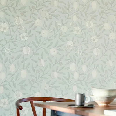 The Rug Seller Pure Fruit Wallpaper 216540 by Morris & Co in Grey Blue&nbsp;Roll