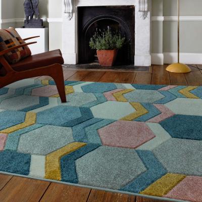 The Rug Seller Sketch Hexagon Geometric Rugs in SK10 Pastel Multi