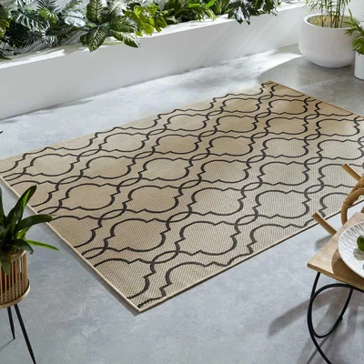 The Rug Seller Florence Alfresco Milan Rugs in Black and Beige