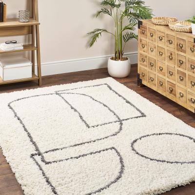 The Rug Seller Artisan Picasso Shaggy Boho Rugs in Cream