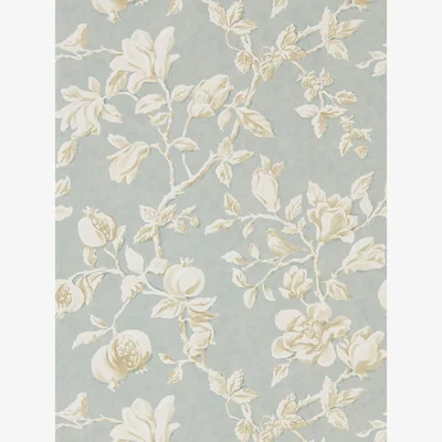 The Rug Seller Magnolia and Pomegranate Wallpaper 215724 by Sanderson in Grey Blue Parchment&nbsp;Roll