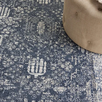 The Rug Seller Malta Traditional Border Rugs MAI12 by Kathy Ireland in Navy Ivory&nbsp;275x365cm