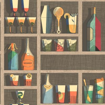 The Rug Seller Cocktails Wallpaper 23043 by Cole & Son in Grey Multi&nbsp;Roll
