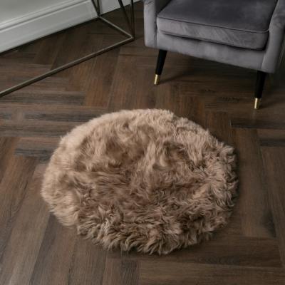 The Rug Seller Beaumont Round New Zealand Sheepskin Rug in Light Brown70x70cm
