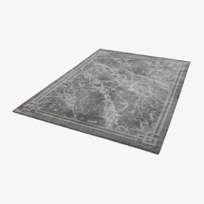 The Rug Seller Zehraya Marble Border Rugs in ZE04 Silver Grey