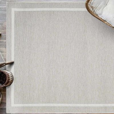 The Rug Seller Newquay Plain Bordered Indoor Outdoor Rugs 96027 2019 in Beige&nbsp;160x230cm
