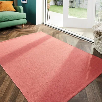 The Rug Seller Hug Rug Woven Washable Rugs in Coral Pink160x230cm