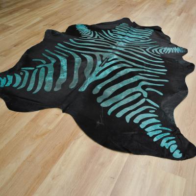The Rug Seller Zebra Print Cowhide Rugs MER051702 in Black and Green