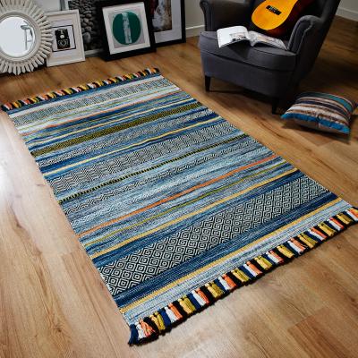 The Rug Seller Kelim Striped Rugs in Blue