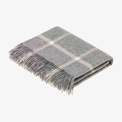 The Rug Seller Lochlan Check Merino Lambs Wool Throw by LuxeTapi in Grey140x185cm