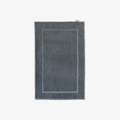 The Rug Seller Bamboo Cotton Border Bath Mat in Graphite Grey&nbsp;50x80cm