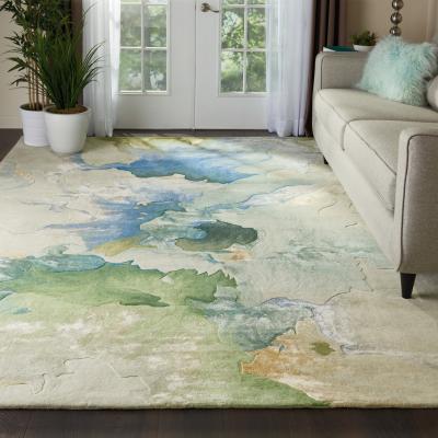 The Rug Seller Prismatic Modern Abstract Rugs in PRS16 Seafoam Blue Green by Nourison&nbsp;259x351cm