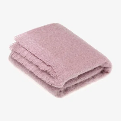 The Rug Seller Moseley Mohair Plain Throw by LuxeTapi in Dusky Pink135x190cm