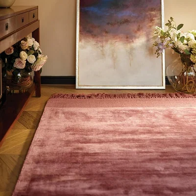 The Rug Seller Karma Tassel rugs in Tuscan Rose&nbsp;80x150cm