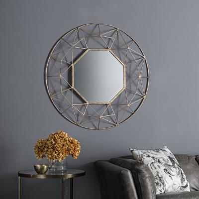 The Rug Seller Luxe Tapi Prismatic Round Mirror in Gold89x89cm