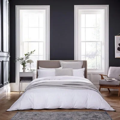 The Rug Seller Komoro Plain Ribbon Piping Cotton Bedding in White Grey&nbsp;140x200cm
