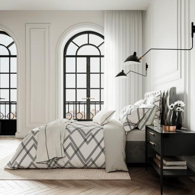 The Rug Seller Emani Geometric Bedding by Bedeck of Belfast in Chalk Charcoal Grey&nbsp;74x48cm